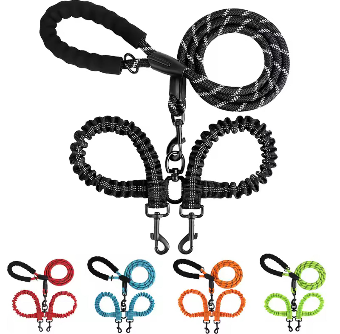 πβπ¦Ίπ Double Dog Leash with Bungee Extension β No-Tangle, Heavy-Duty & Shock Absorbing Lead πΆββοΈβ¨