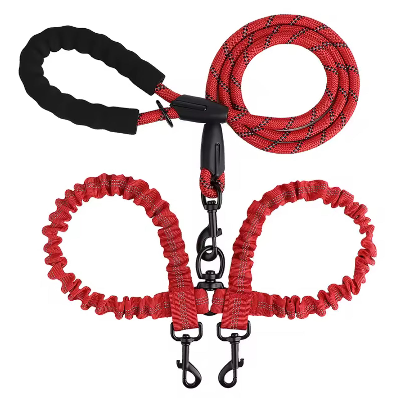 πβπ¦Ίπ Double Dog Leash with Bungee Extension β No-Tangle, Heavy-Duty & Shock Absorbing Lead πΆββοΈβ¨
