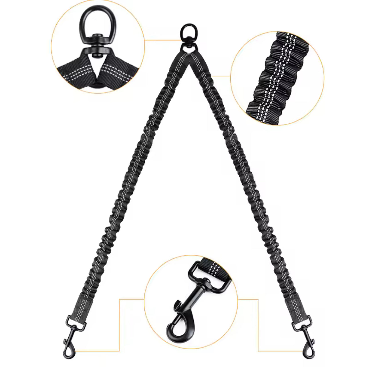 πβπ¦Ίπ Double Dog Leash with Bungee Extension β No-Tangle, Heavy-Duty & Shock Absorbing Lead πΆββοΈβ¨