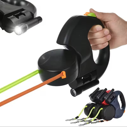 🐾 Retractable Dual Doggie Leash with LED Light 🐾